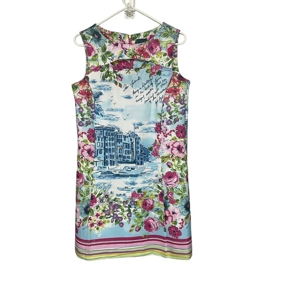 Gabby Skye Venetian Floral Print Sleeveless Sheath Midi Dress, 10 - Picture 10 of 10